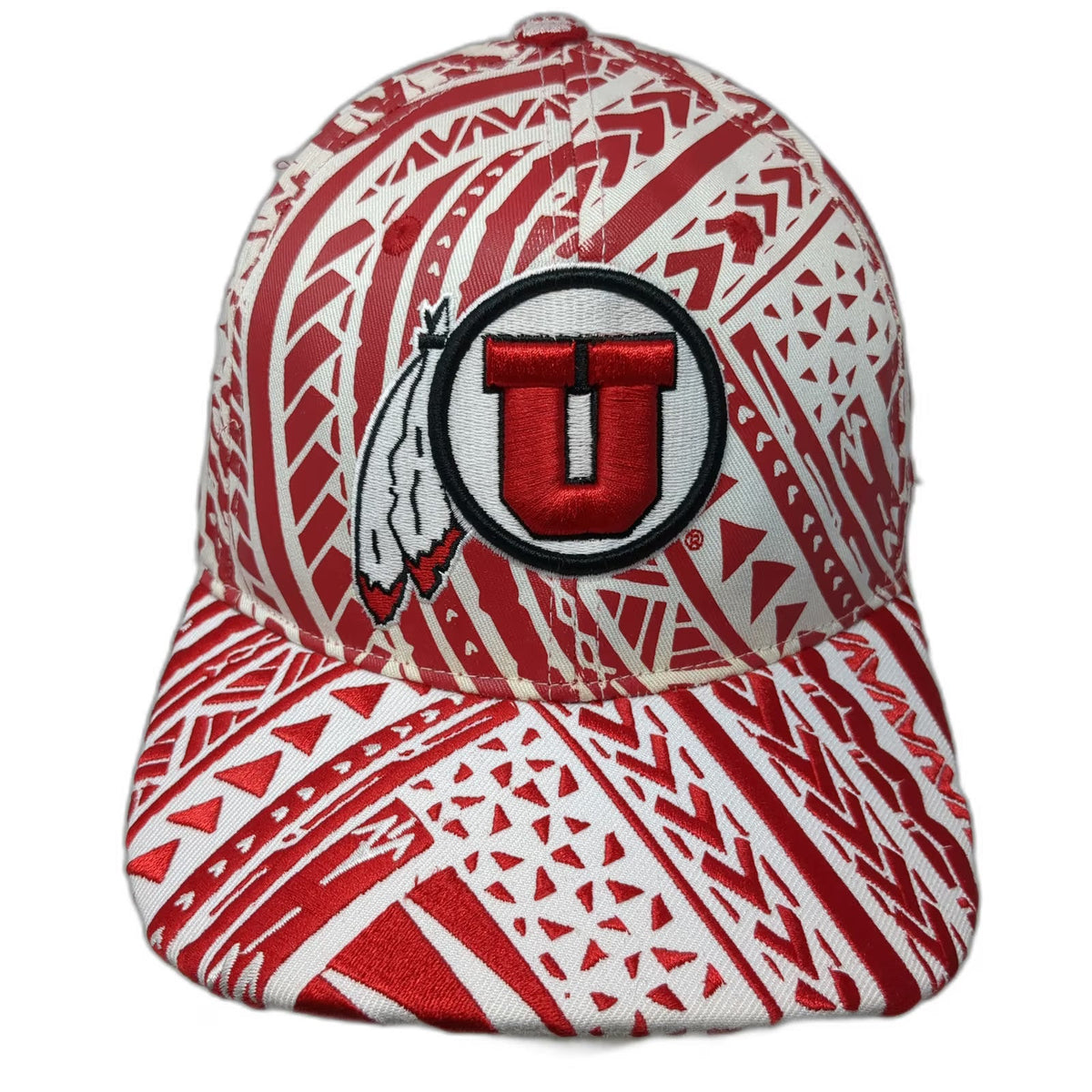 Utah Utes NCAA Zephyr Snapback Hat White Red One Size Geometric Tribal Print