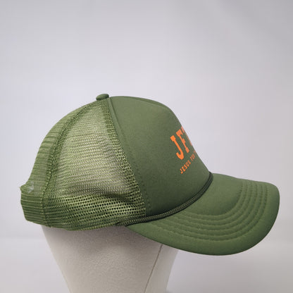 JFTP Jesus For The People Snapback Rope Trucker Hat Green One Size Mesh Back