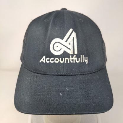 Accountfully Snapback Mesh Back Trucker Hat Black One Size Embroidered