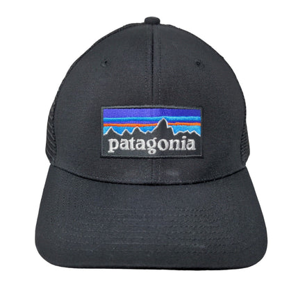 Patagonia Snapback Trucker Hat Black One Size Embroidered Mesh Back 6 Panel