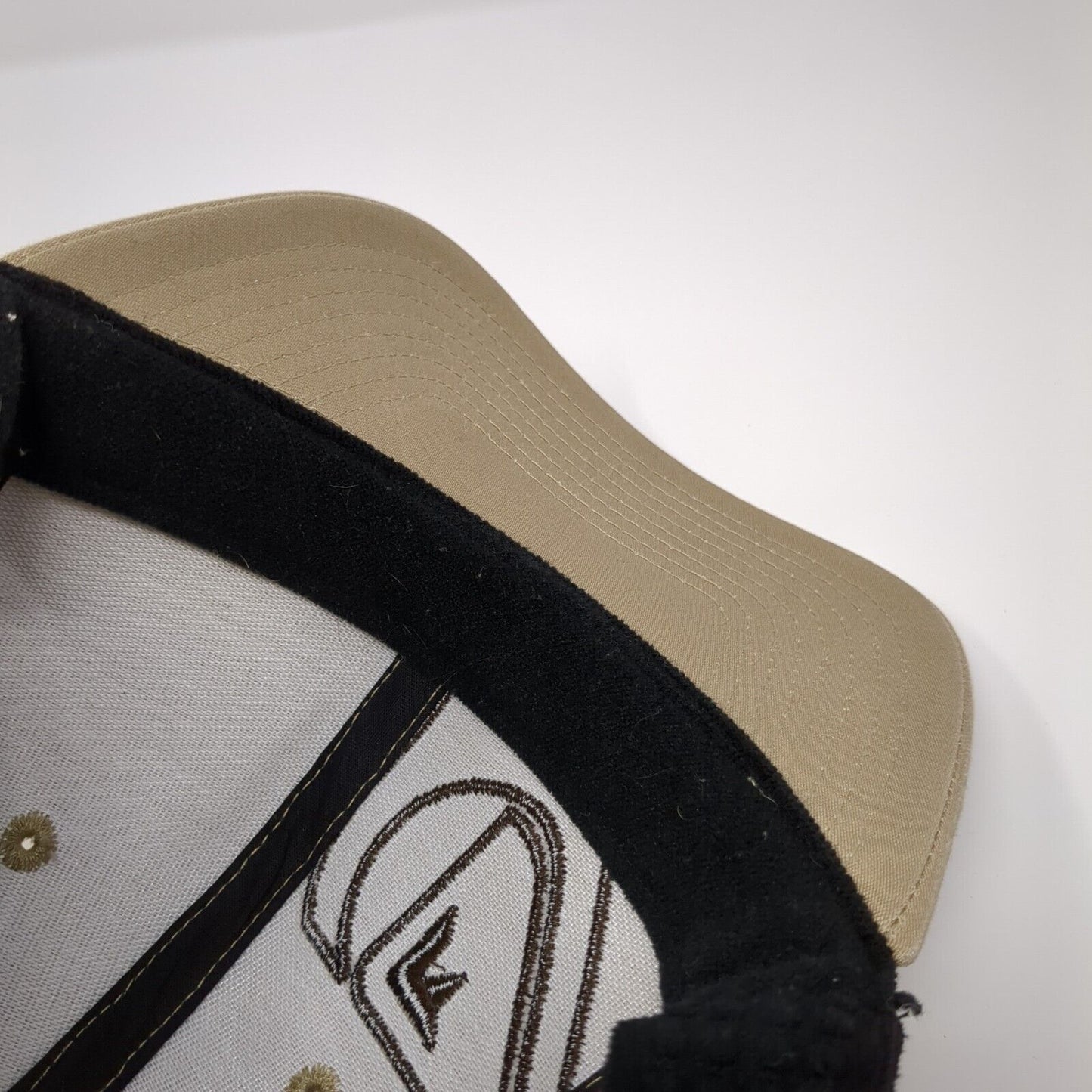 Quiksilver Fitted Hat Tan One Size Lightweight Embroidered Vented Holes 6 Panel
