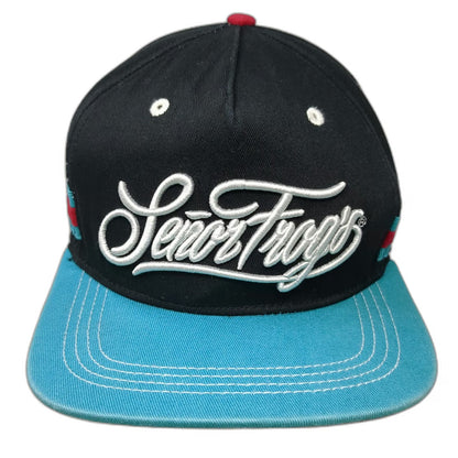 Señor Frog's 5 Panel Black Hat One Size Cancun Mexico Embroidered Snapback