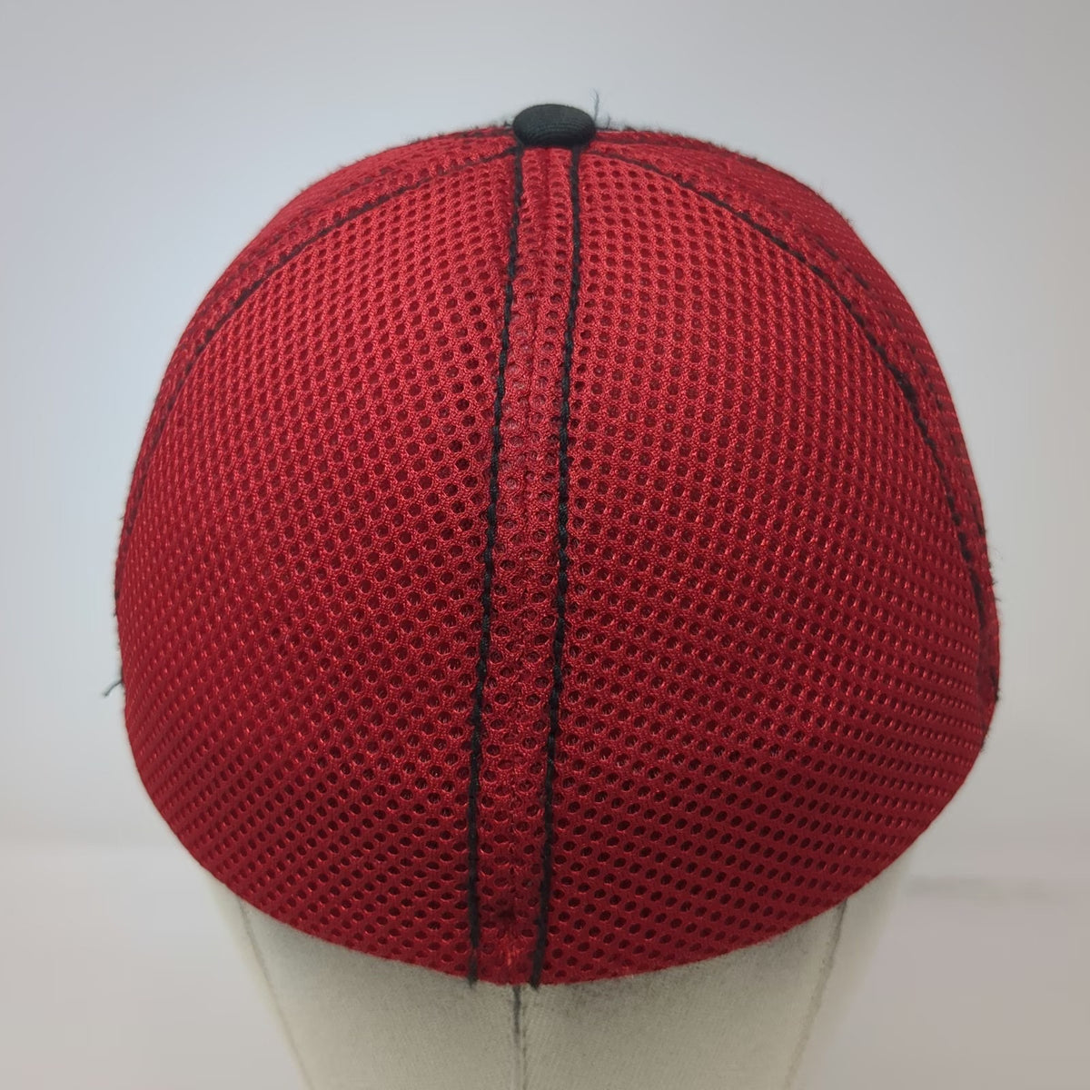 CAT Baseball Cap Gray Black Red One Size Stretch Fit Mesh Back Stitching Hat