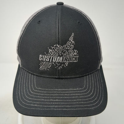 Richardson Trucker Hat Black Gray One Size Snapback Mesh Logo Custom Truck