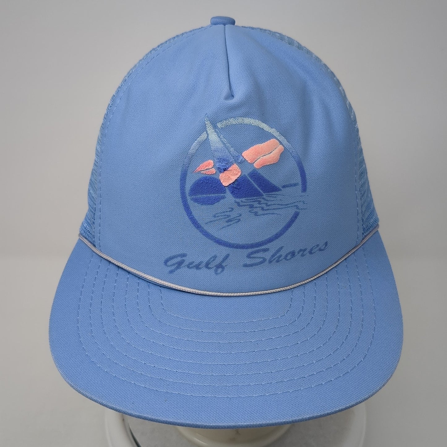 Gulf Shores Snapback Trucker Hat Blue One Size Adjustable Mesh Back Rope