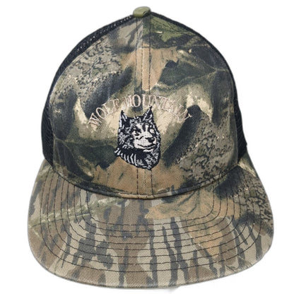 Wolf Mountain Trucker Hat Green Camo Mesh Snapback USA Made Hunting Vintage