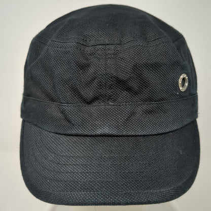 Headers Army Cap Black Hat Size M Fitted Cotton Textured Metal Eyelet Cadet