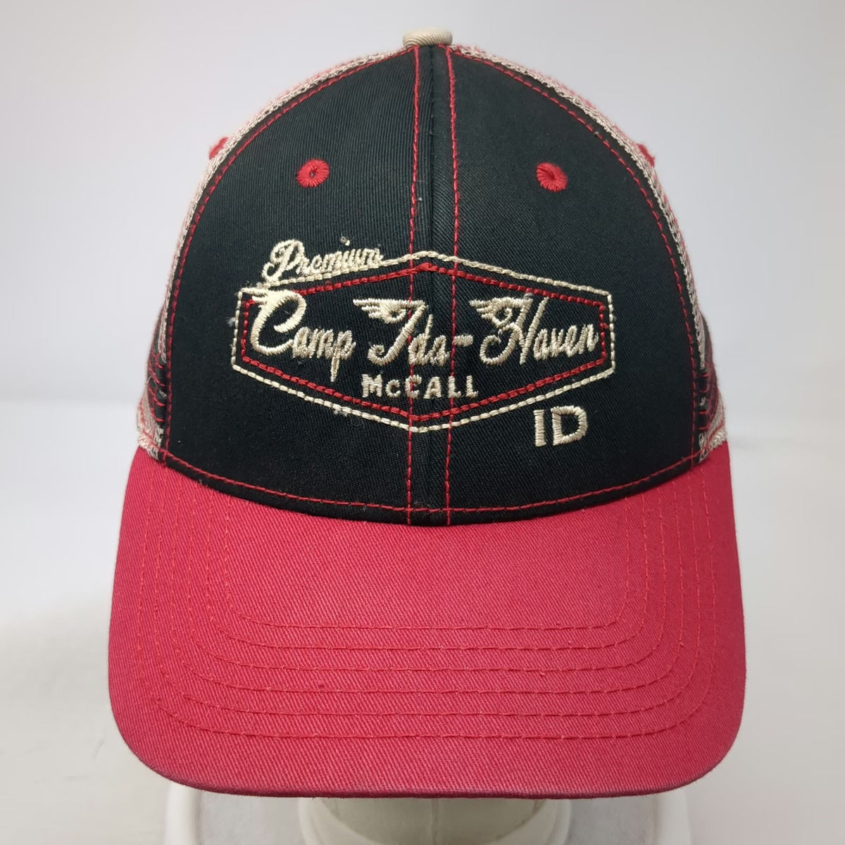 Grand Premium Trucker Hat Black Beige One Size Camp Ida-Haven McCall ID Snapback
