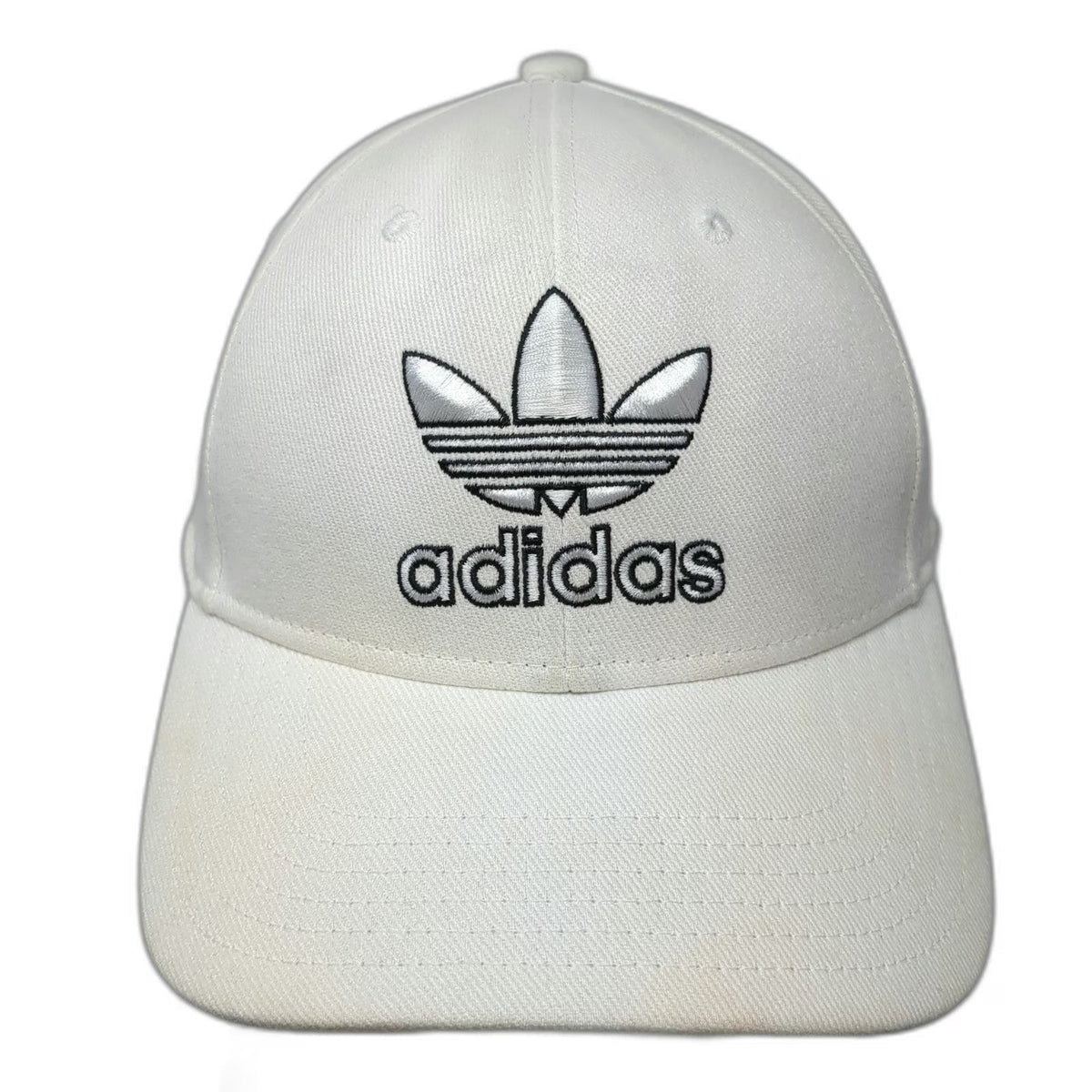 Adidas Baseball Cap White One Size Snapback Trefoil Logo Gray Underbrim Hat