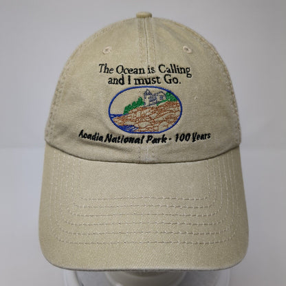 The Ocean Is Calling And I Must Go Acadia National Park Strapback Hat Tan OS