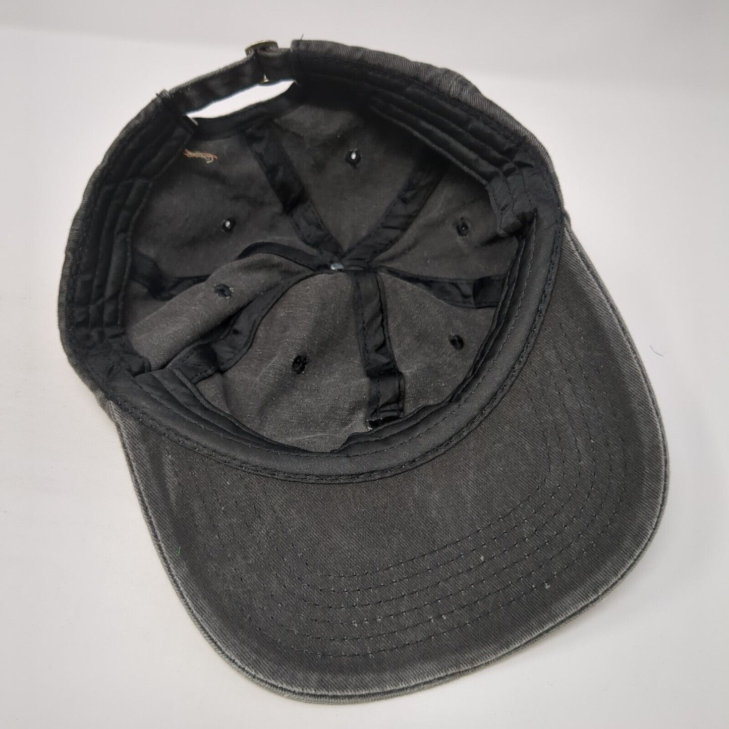 Smiley Face Slideback Hat Black One Size Adjustable Patch Vented Holes 6 Panel
