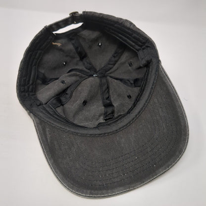 Smiley Face Slideback Hat Black One Size Adjustable Patch Vented Holes 6 Panel