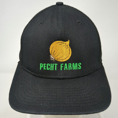 New Era Black Trucker Hat One Size Pecht Farms Onion Embroidery Mesh Back Snap
