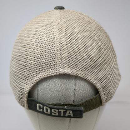 Costa Baseball Cap Green Beige One Size Camo Mesh Back Logo Outdoors Fishing Hat