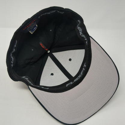 Flag Fitted Hat Black Large-XL Flexfit Stretch 6 Panel Solid Yupoong