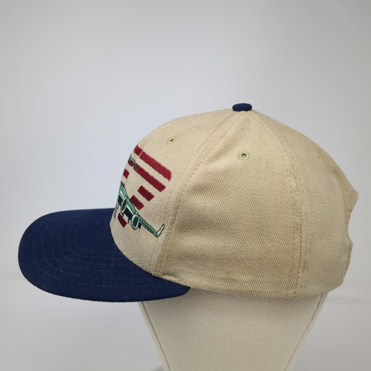 American Needle Snapback Hat Beige Blue Military C-17 Aircraft Flag USA Vintage