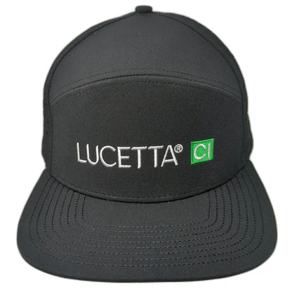 Lucetta CI Trucker Hat Black One Size Perforated Snapback Flat Brim Breathable