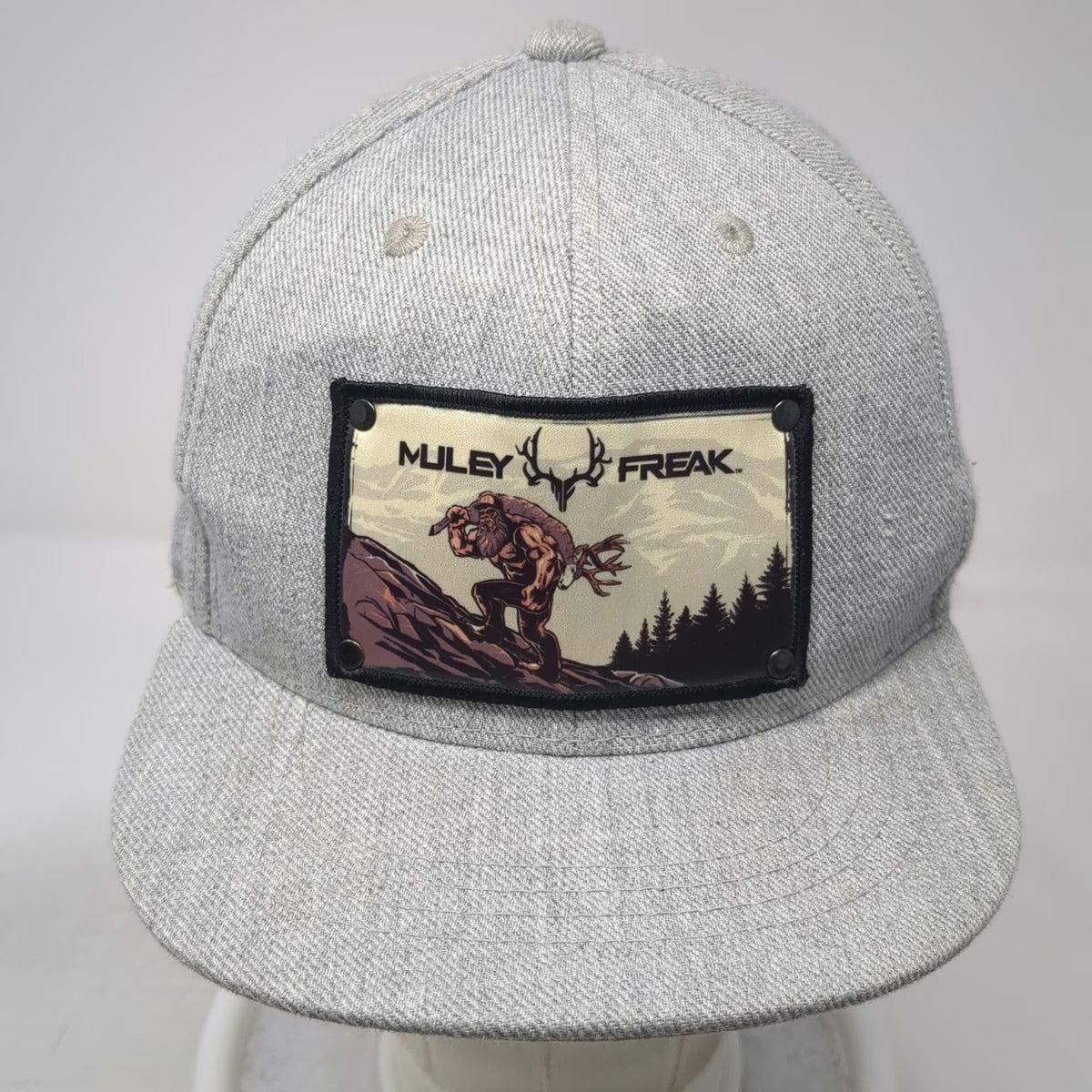 Muley Freak Snapback Hat Gray One Size Hunting Mountain Patch Flat Brim Acrylic