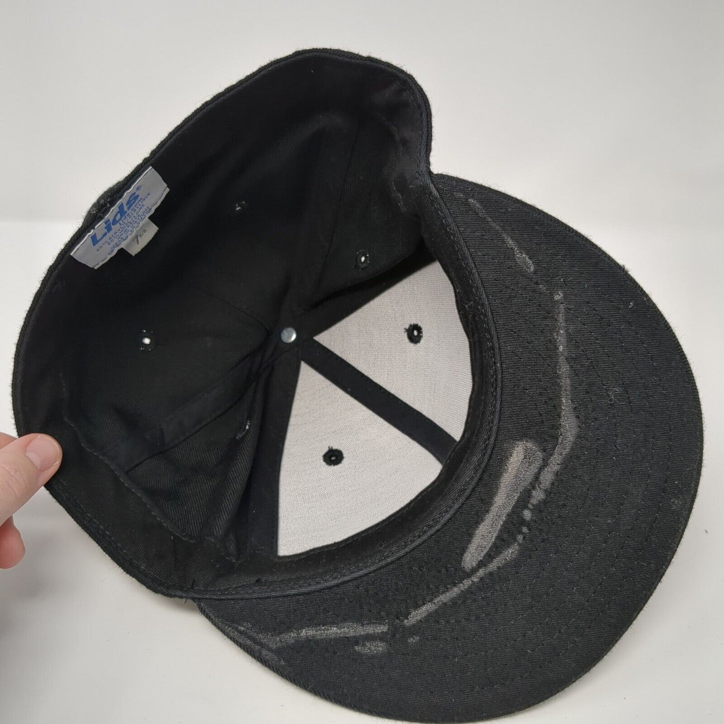 Lids Fitted Hat Black 7 5/8 Solid 6 Panel Vent Holes Blank Outdoor