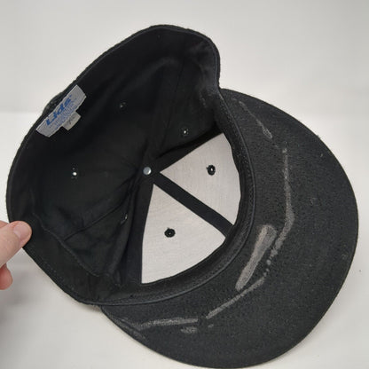 Lids Fitted Hat Black 7 5/8 Solid 6 Panel Vent Holes Blank Outdoor