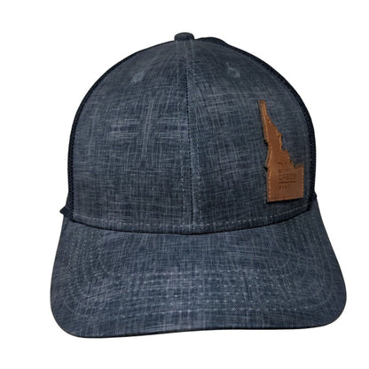 D.L. Evans Bank Idaho Patch Fitted Mesh Back Trucker Hat Blue S/M Legacy