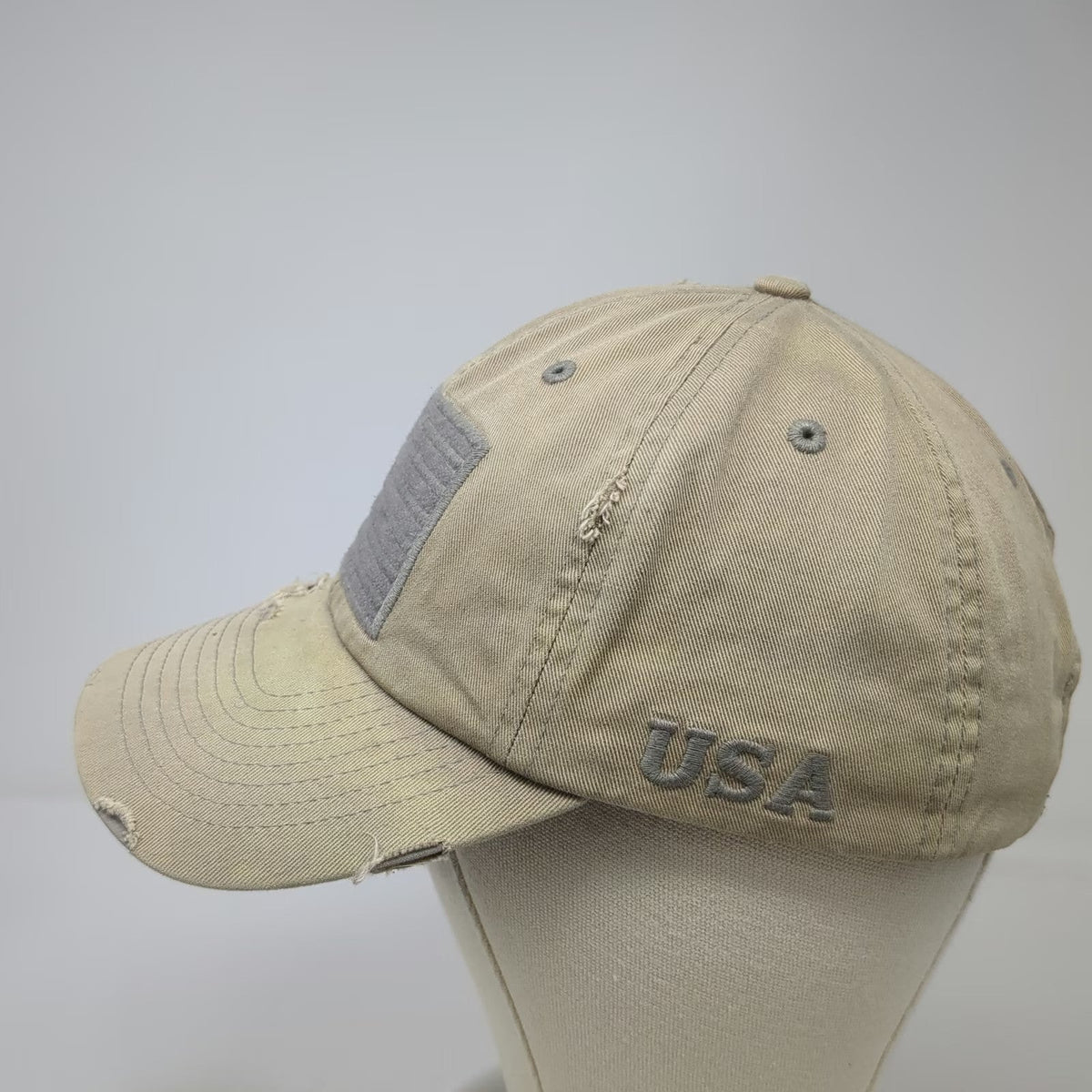 KBETHOS Baseball Cap Beige One Size Distressed American Flag USA Embroidery Hat