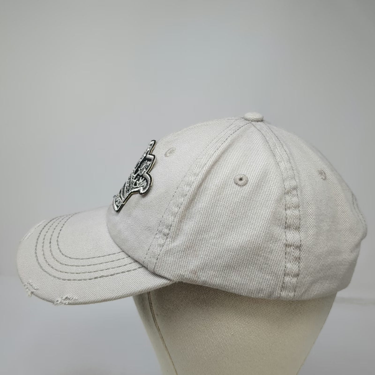Junk Gypsy Baseball Cap Gray One Size Distressed Crown Patch Strapback Hat Logo