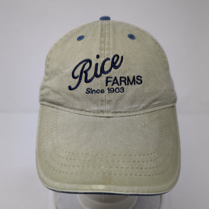 Rice Farms Strapback Hat Green One Size Adjustable Embroidered Otto