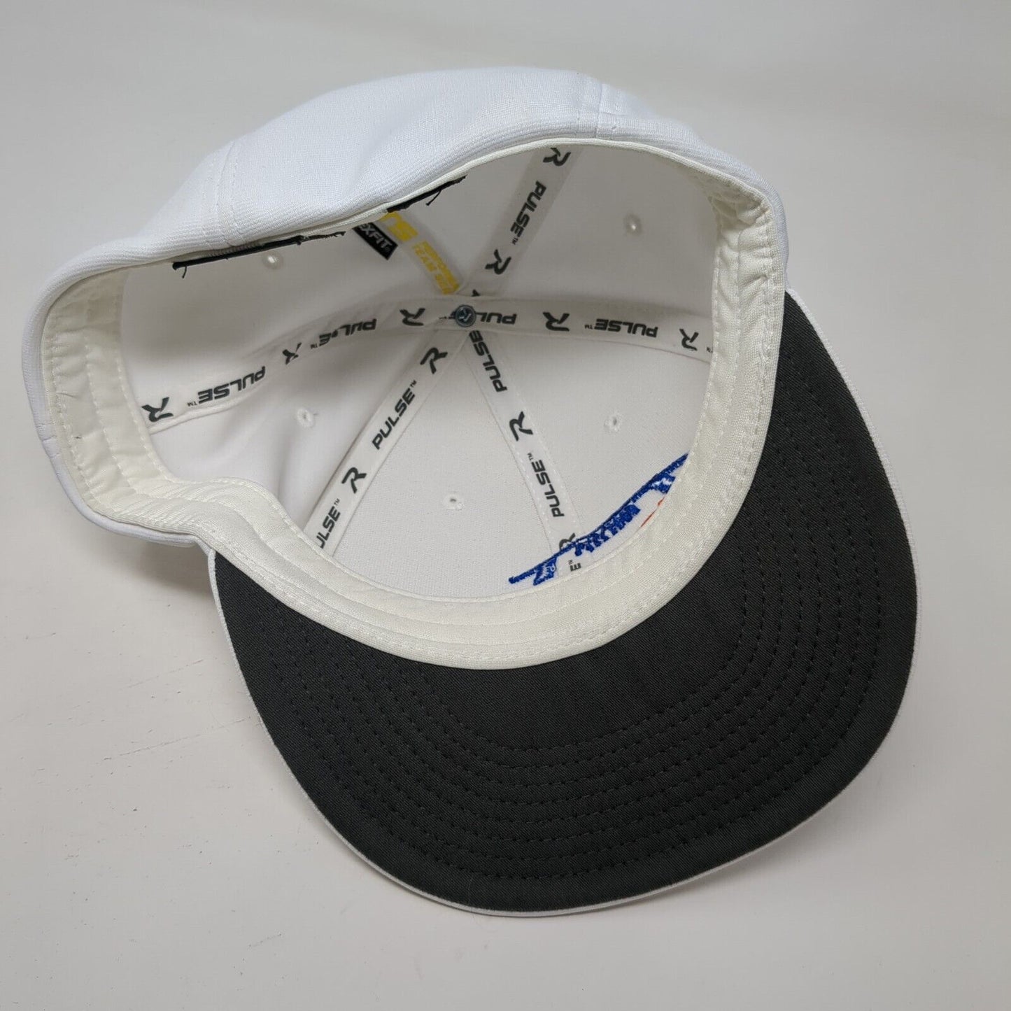 Optimist Football Fitted Hat White L/XL Flexfit Embroidered Pulse Richardson