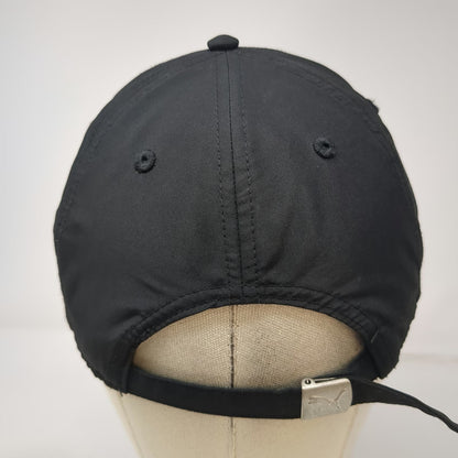 Puma Baseball Cap Black One Size Metal Cat Logo Slideback Strap Hat Polyester