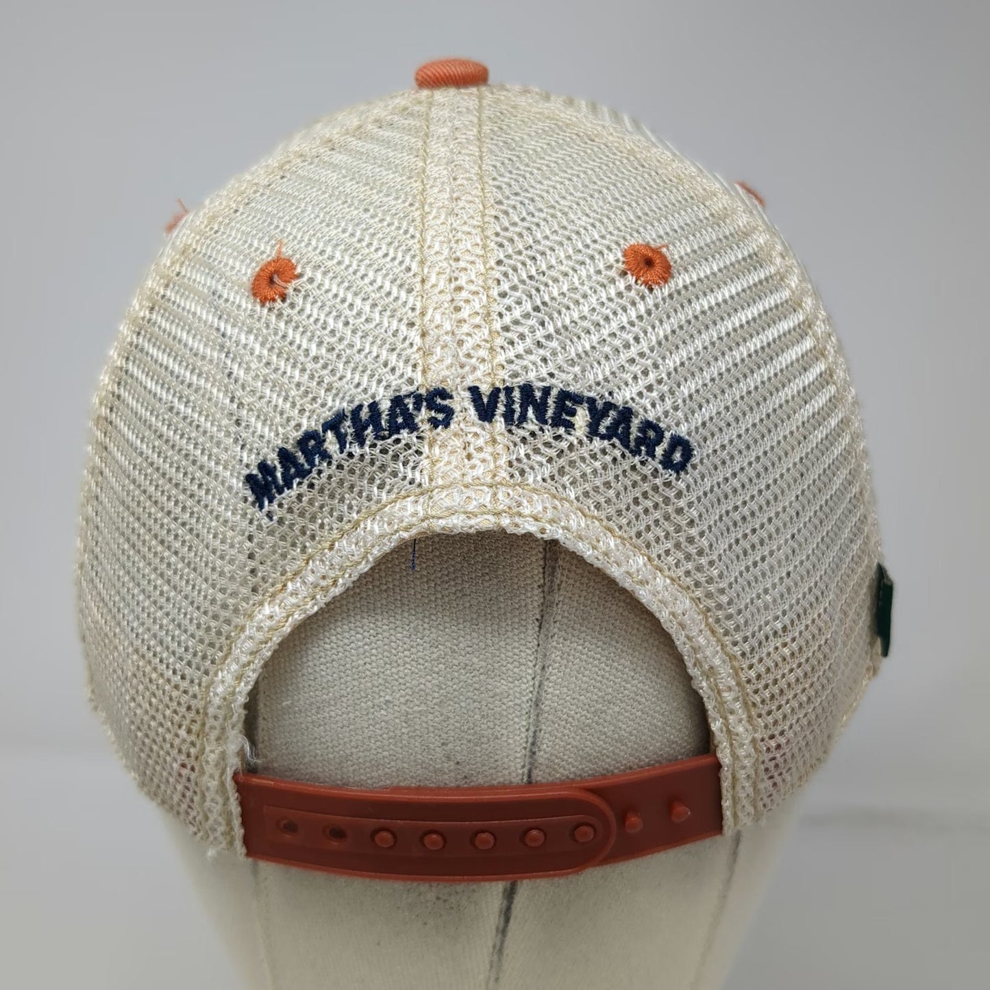 Legacy Trucker Hat Orange One Size Martha's Vineyard Backwater Trading Co Mesh