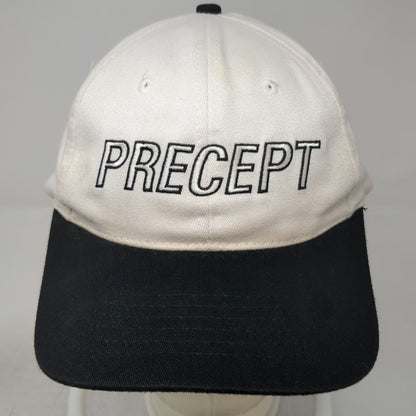 Precept Baseball Cap White OSFM Black Brim Embroidered Golf Slideback Hat Logo