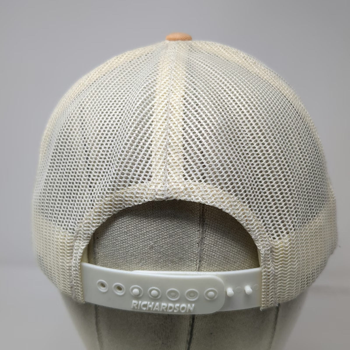 Richardson Trucker Hat Orange Beige L Mesh Back Ponds Lodge Mountain Snapback