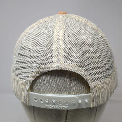 Richardson Trucker Hat Orange Beige L Mesh Back Ponds Lodge Mountain Snapback