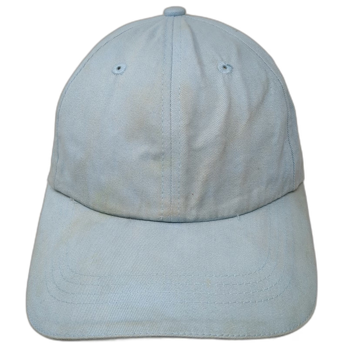 Baseball Cap Blue One Size Leather Strapback Plain Cotton Blank Curved Brim Hat
