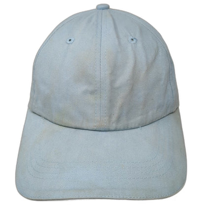 Baseball Cap Blue One Size Leather Strapback Plain Cotton Blank Curved Brim Hat
