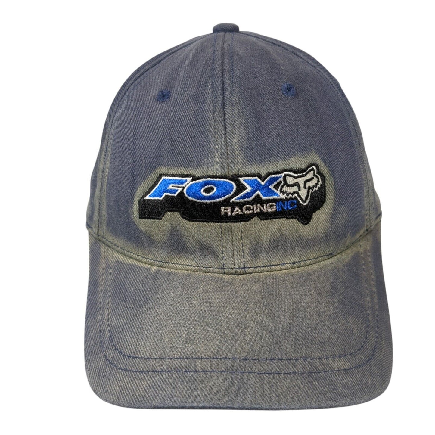 Fox Racing Inc Fitted Hat Blue Medium Flexfit Embroidered Vented Holes 6 Panel