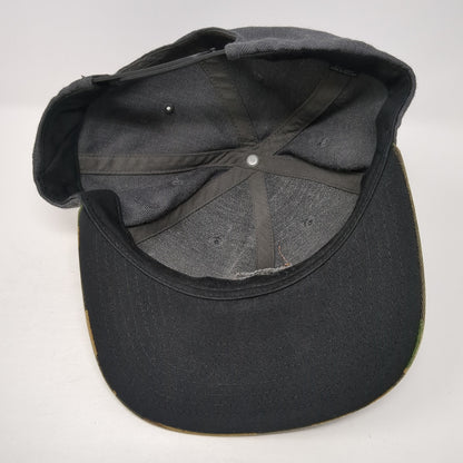 Leather Patch Logo Snapback Hat Multicolor Camo One Size Adjustable