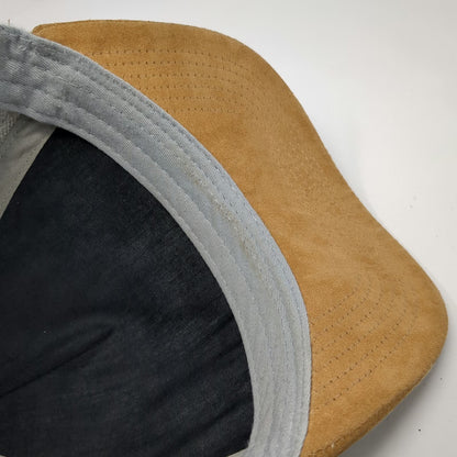 5 Panel Gray Hat One Size Suede Brim Leather Patch Snapback Mountain Wave