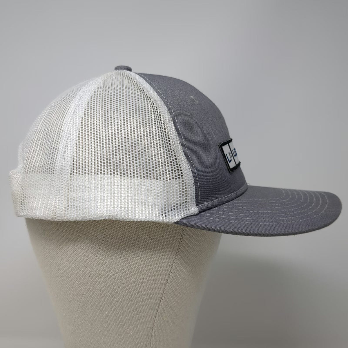 Port Authority Trucker Hat Gray White One Size Long Farms Patch Snapback Mesh