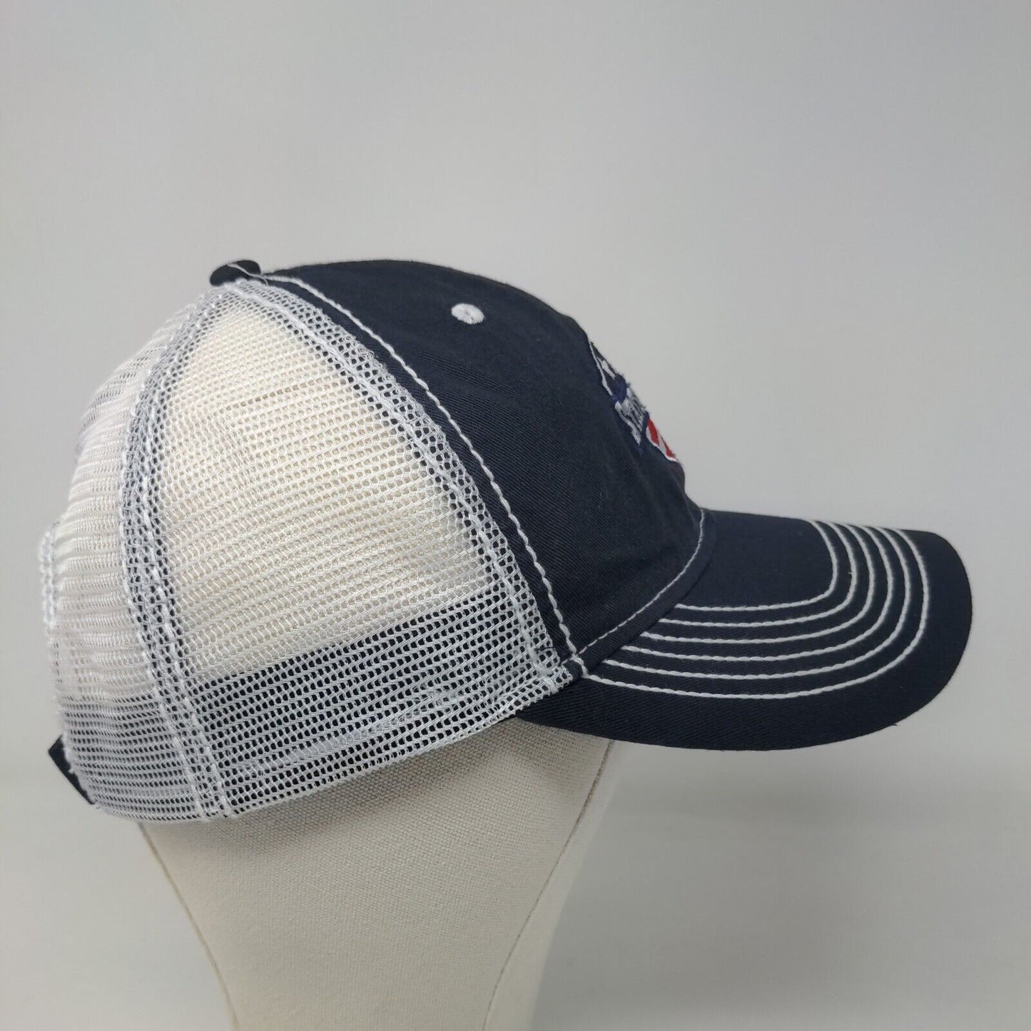 Paramount Apparel Men's Strapback Mesh Back Hat Blue White OSFA Embroidered Logo