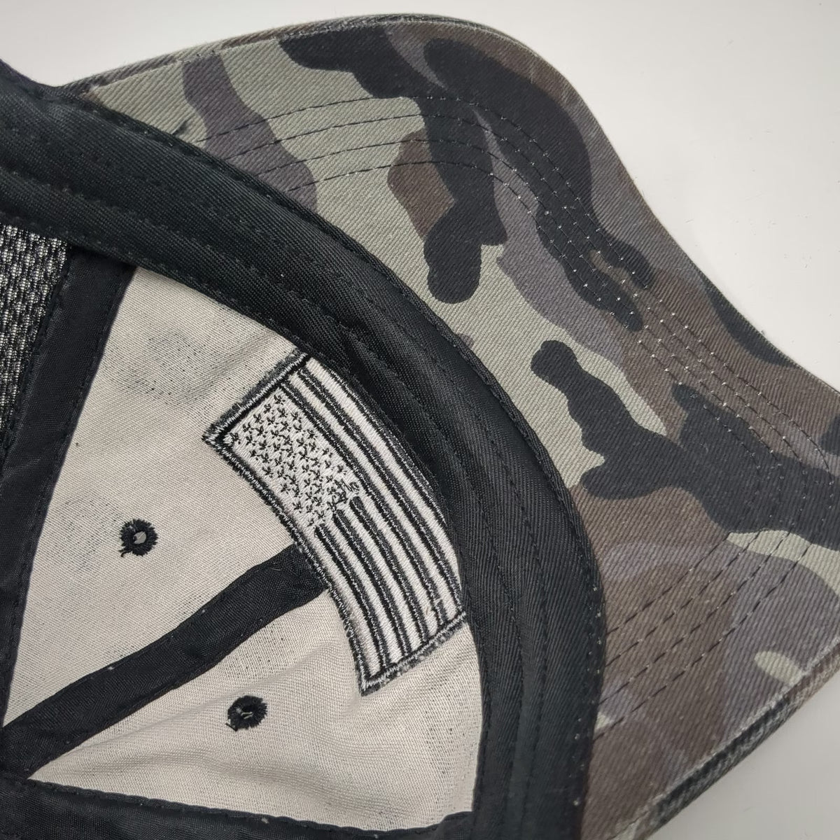 Arrell's Baseball Cap Gray Black One Size Mesh Camo Flag Panama City Beach hat