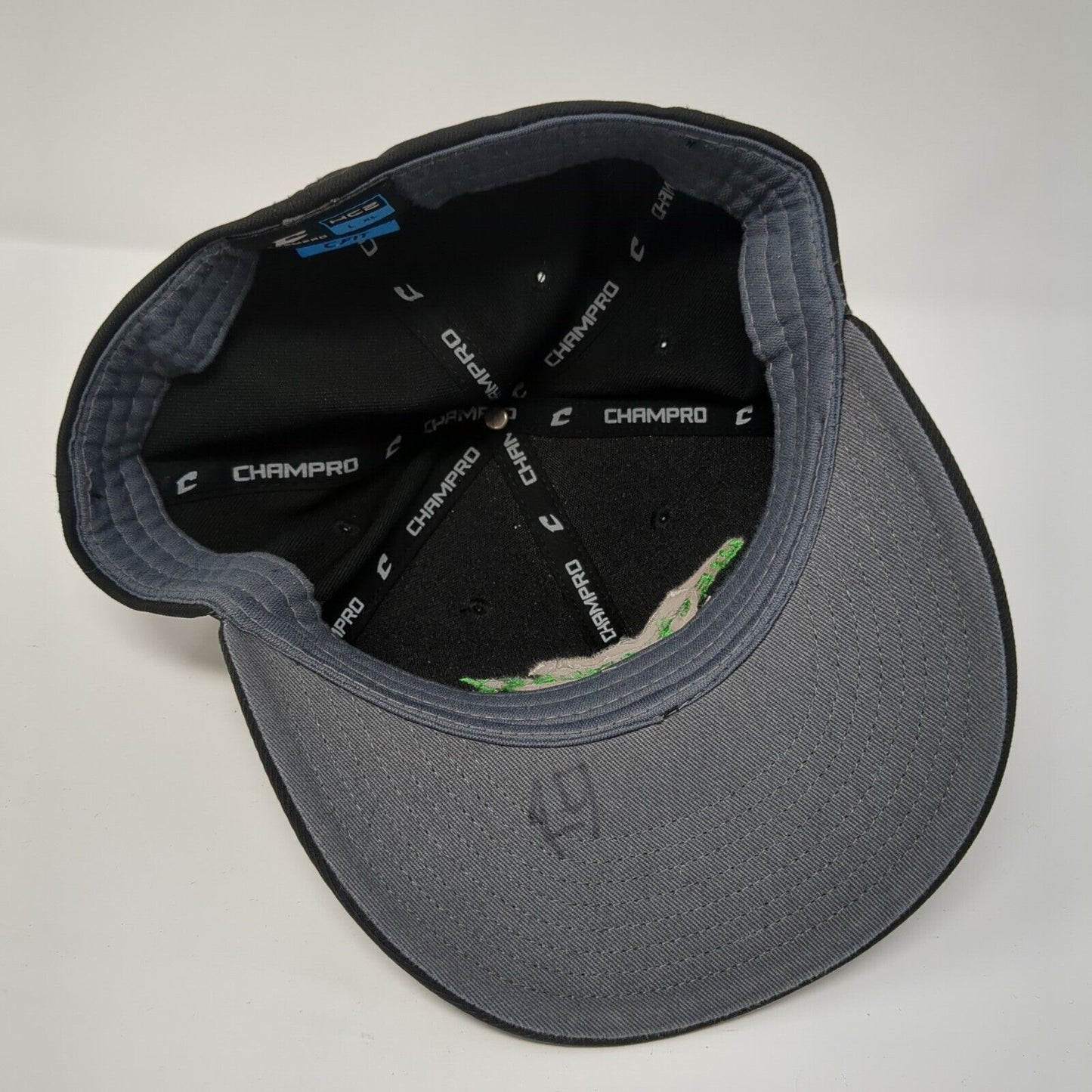 West Valley Fitted Hat Black L-XL Solid Embroidered 6 Panel Champro