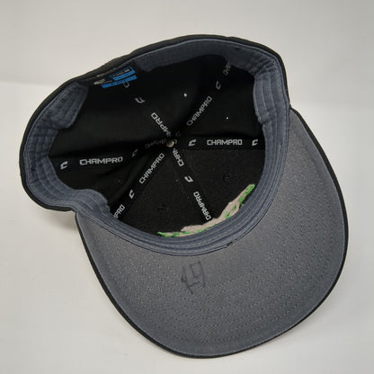 West Valley Fitted Hat Black L-XL Solid Embroidered 6 Panel Champro