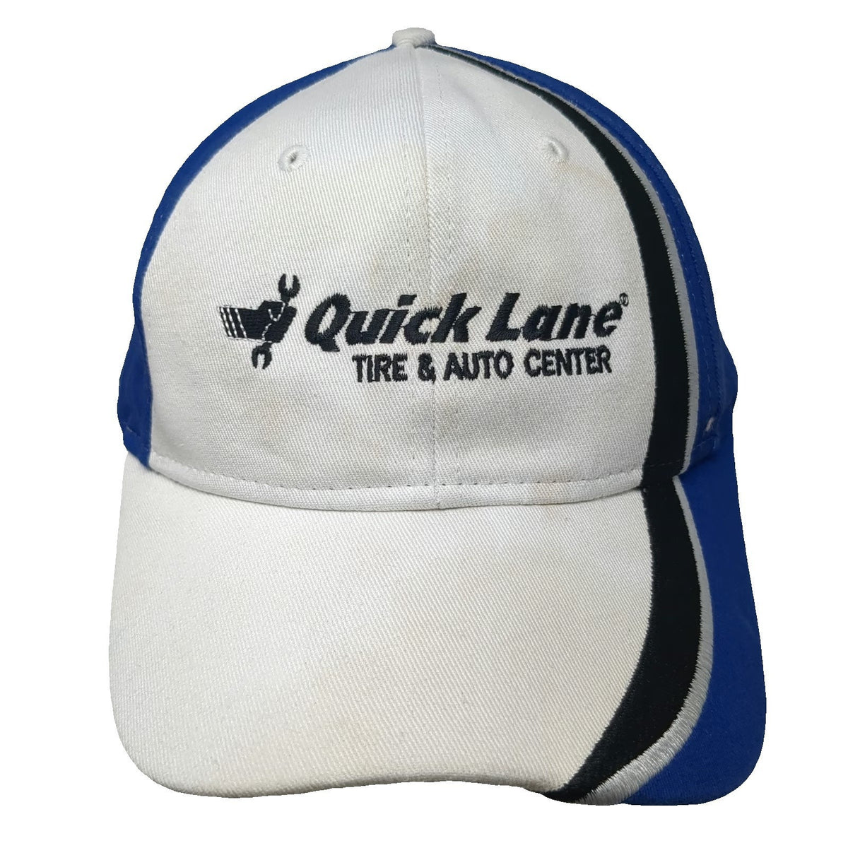 Quick Lane Tire Auto Center Logo White Blue One Size Baseball Cap Hat Strapback