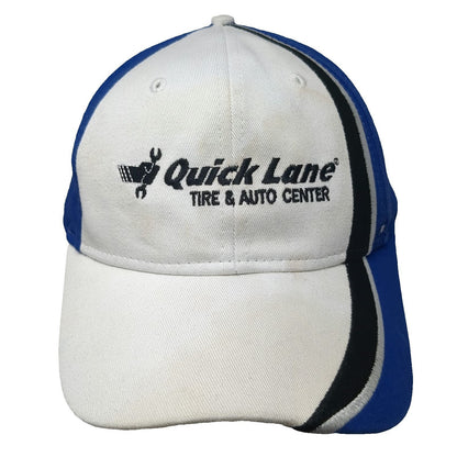 Quick Lane Tire Auto Center Logo White Blue One Size Baseball Cap Hat Strapback