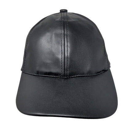 Unbranded Vegan Leather Strapback Hat Black One Size Adjustable Blank