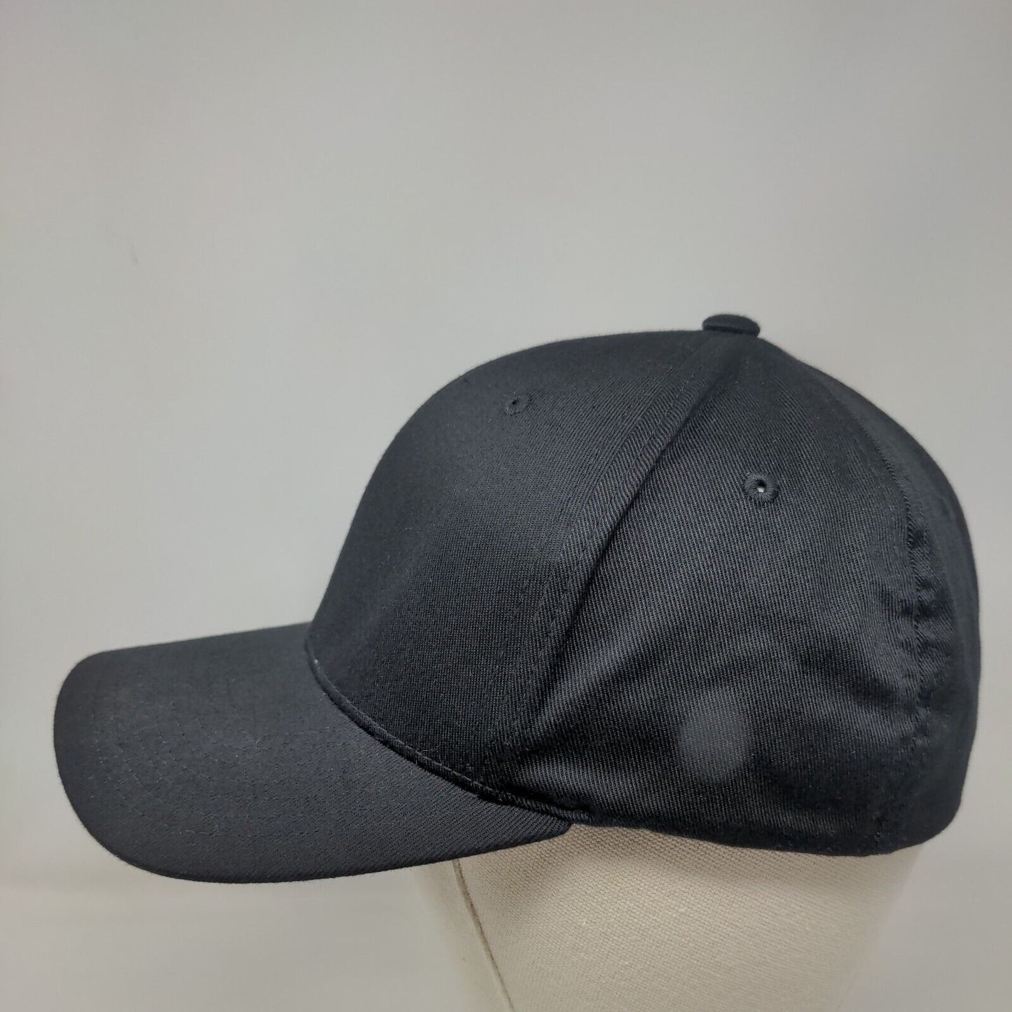 Yupoong Fitted Hat Black L/XL Flexfit Lightweight Vented Holes 6 Panel Blank