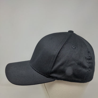 Yupoong Fitted Hat Black L/XL Flexfit Lightweight Vented Holes 6 Panel Blank