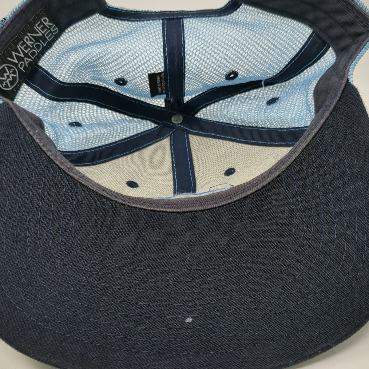 Werner Paddles Trucker Hat Blue One Size Mesh Snapback Embroidered Logo Mountain